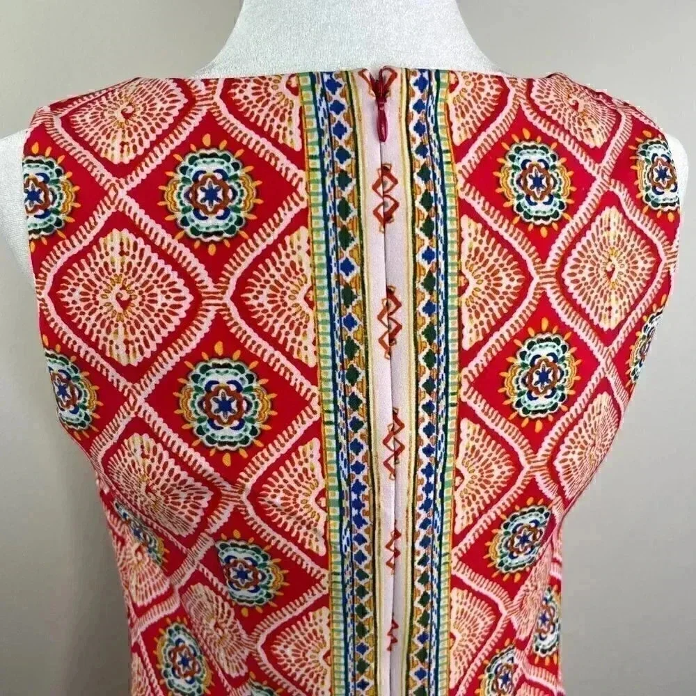 R&K Sleeveless Colorful Pattern Panel Dress - Pink, Blue, Yellow, White - 4 - Picture 11 of 14